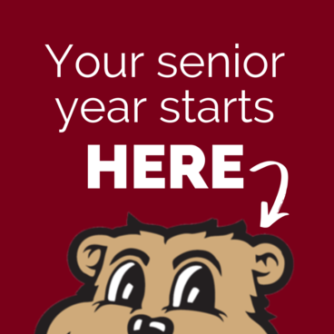 Your senior year starts here! (illustration of Goldy Gopher peeking into the graphic)